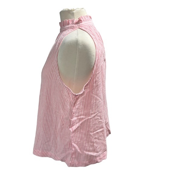 NWT Universal Thread Pink/White Striped High-Neck Tank Top Size Medium - Picture 2 of 8